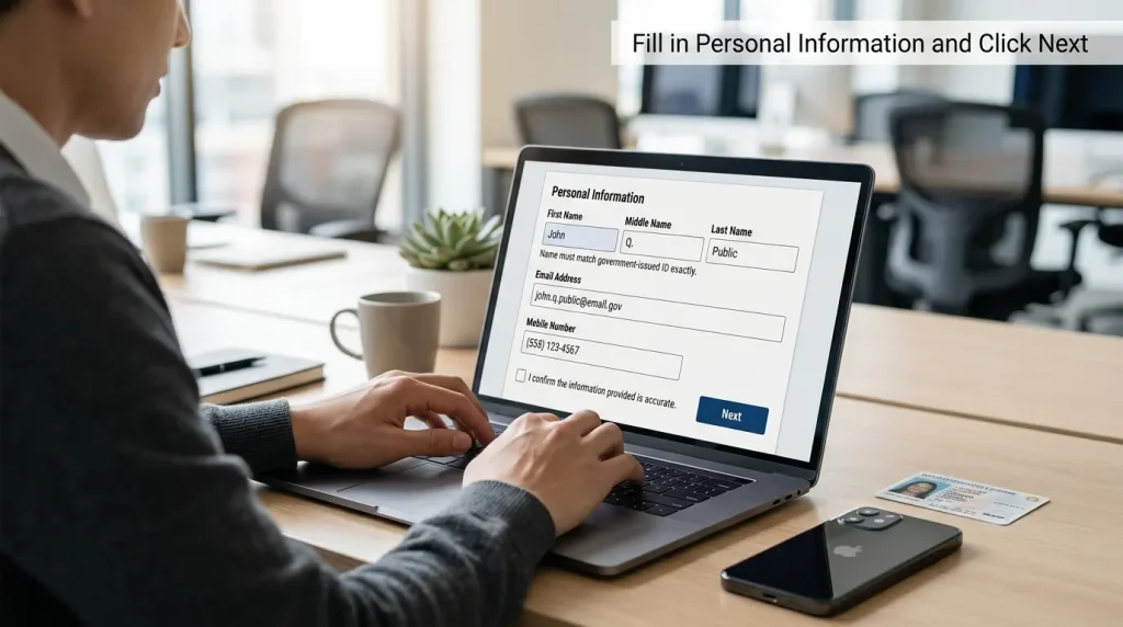 person-using-a-laptop-in-a-modern-office-to-fill-out-a-personal-information-form-on-the-screen-with-fields-for-name-email-and-mobile-number-on-a-desk-with-a-coffee-mug-and-smartphone